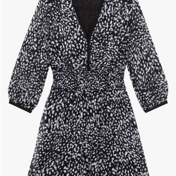 The Kooples - Size Medium US 6 FR 2 - 3/4 Length Sleeve Dress Black & White SO - Picture 5 of 6